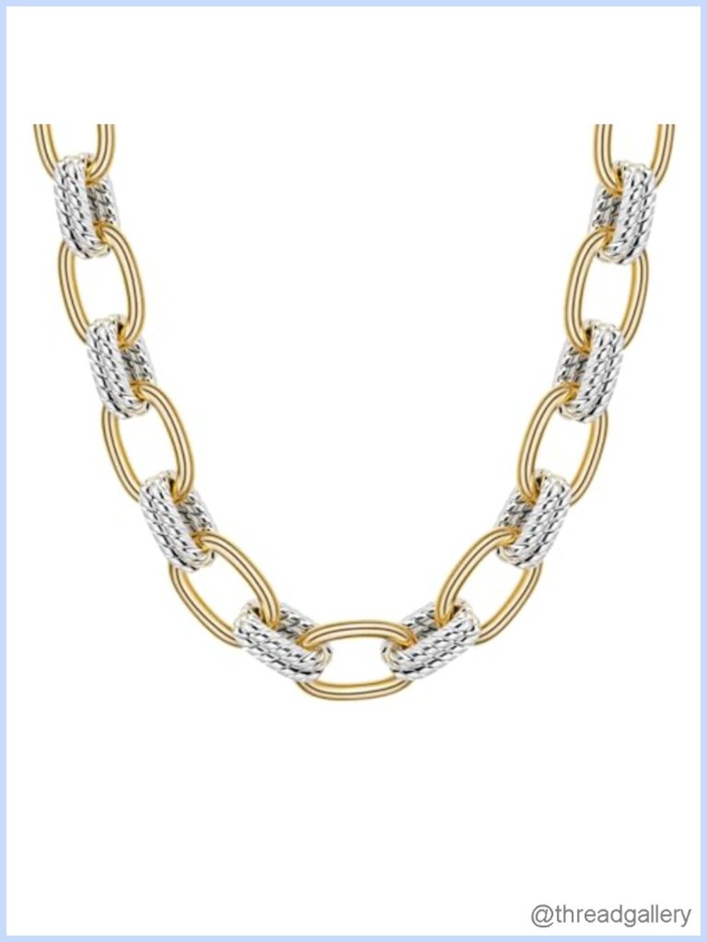 14K Gold Plated Two Tone Chain Necklace 18in Adjustable Layered Women